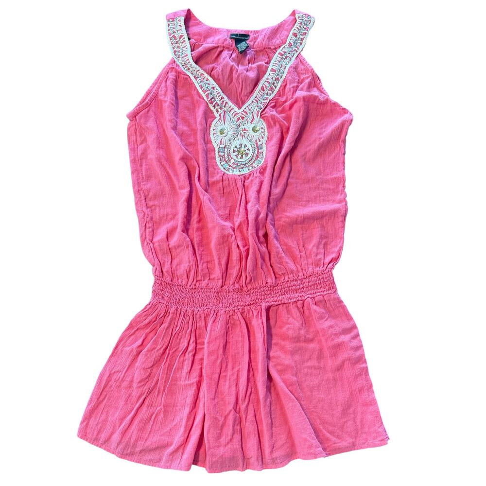 Moda International Women’s pink drop waist swim cover up Size XL